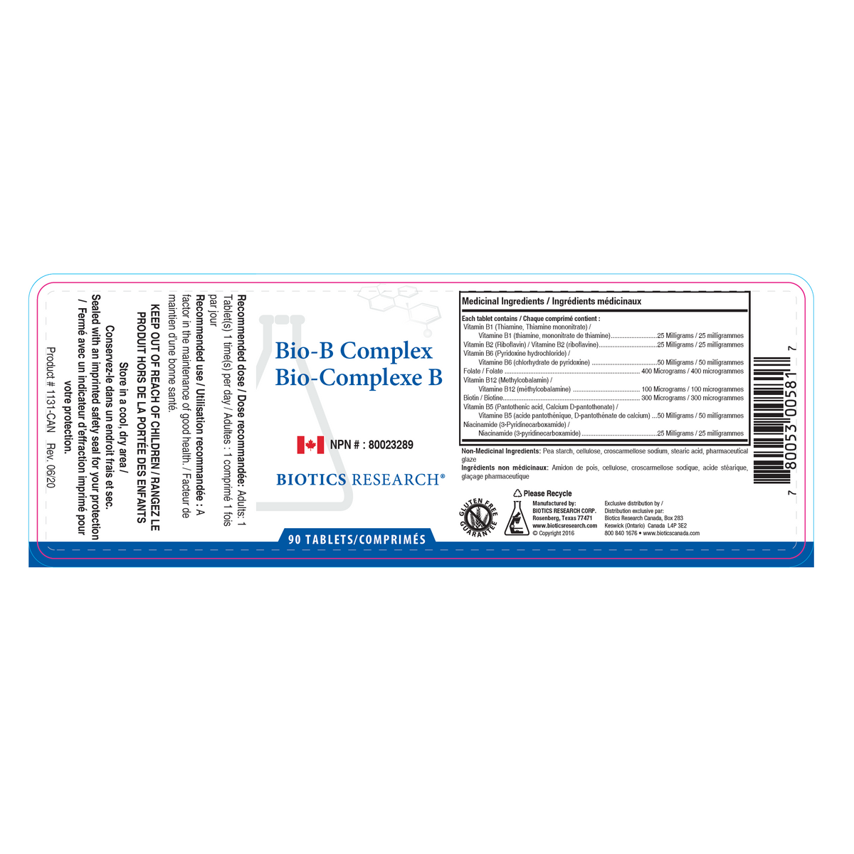 Bio-B Complex - Biotics Research - Unytii Suppléments – Unytii ...